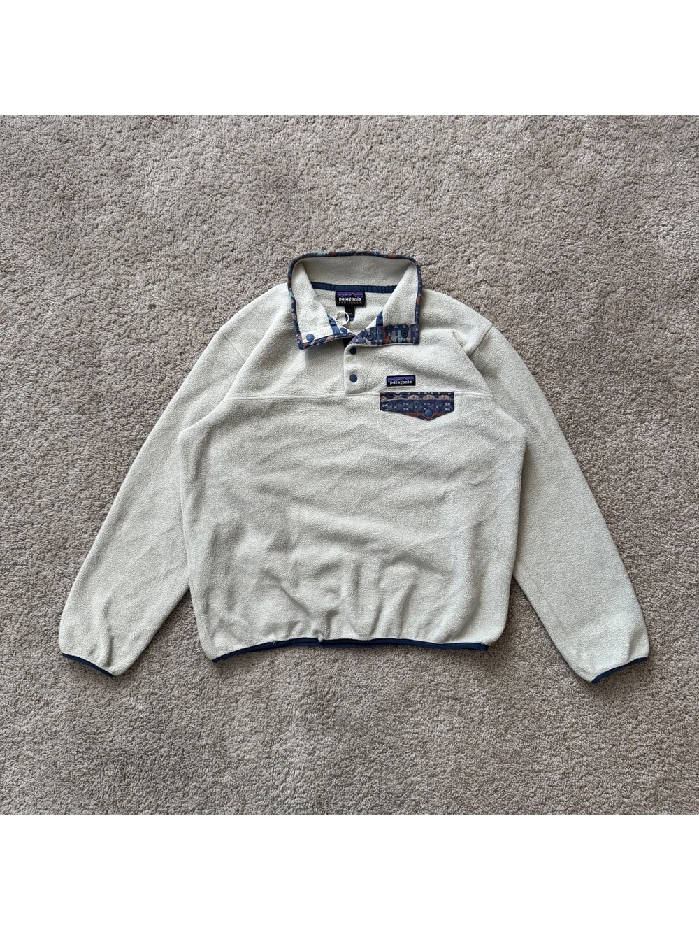 Rare VTG PATAGONIA Synchilla Aztec Pattern Snap Pocket Fleece Sweatshirt Size L